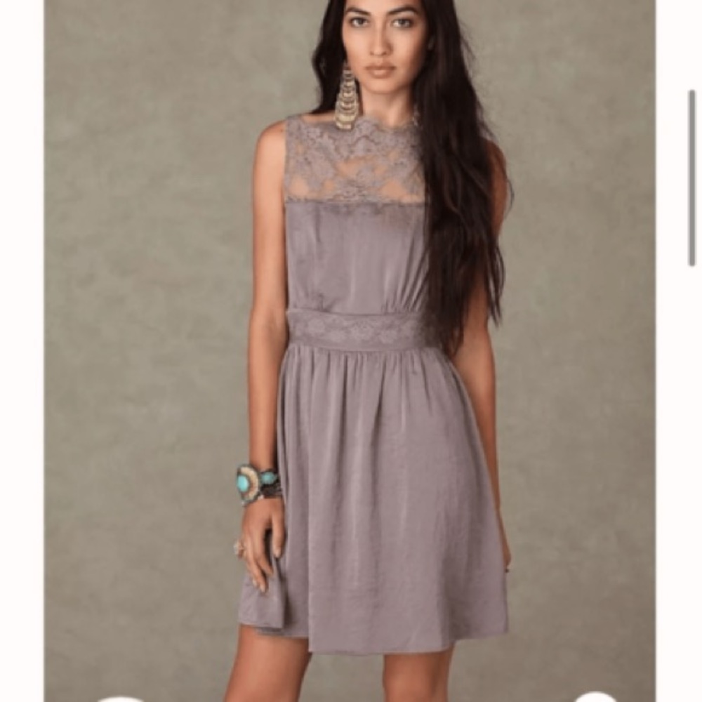 Free People “Tea for Two” Lac Dress in Light Mauve Grey - Picture 2 of 6